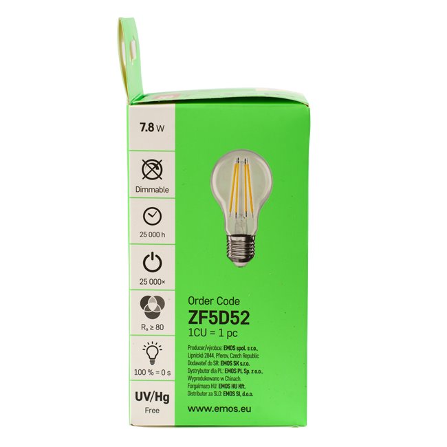 LED Bulb WW warm white, E27 7.8W, 1060lm, 2700K, H11x6x6cm