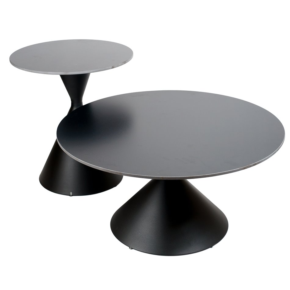 Coffee table set Jarne, 2 pcs., ceramic/metal, D80xH42, D50xH50cm