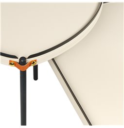 Coffee table set Jaslo, 2 pcs., metal/MDF/leather, D90cm H36cm, D60cm H46cm