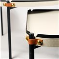 Coffee table set Jaslo, 2 pcs., metal/MDF/leather, D90cm H36cm, D60cm H46cm