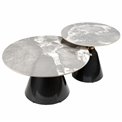 Coffee table set Wailly, 2 pcs., sintered stone/metal, D80cm H44cm, D60cm H50cm