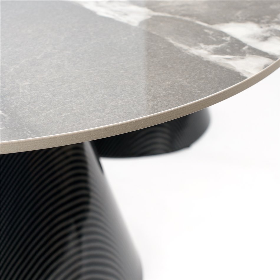 Coffee table set Wailly, 2 pcs., sintered stone/metal, D80cm H44cm, D60cm H50cm