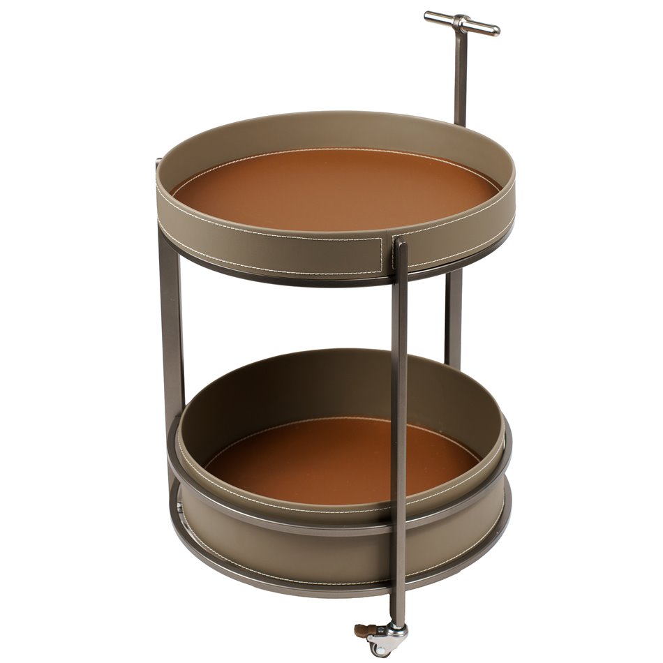 Coffee table Wildo, leather/metal, D45cm H64cm