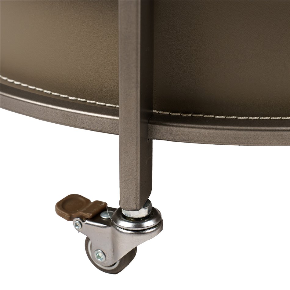 Coffee table Wildo, leather/metal, D45cm H64cm