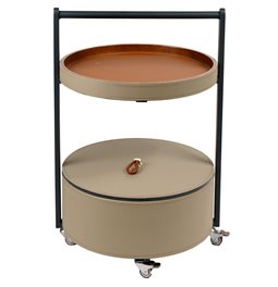Šoninis staliukas Jasenna, metalas/medinis/oda, D40cm A63cm