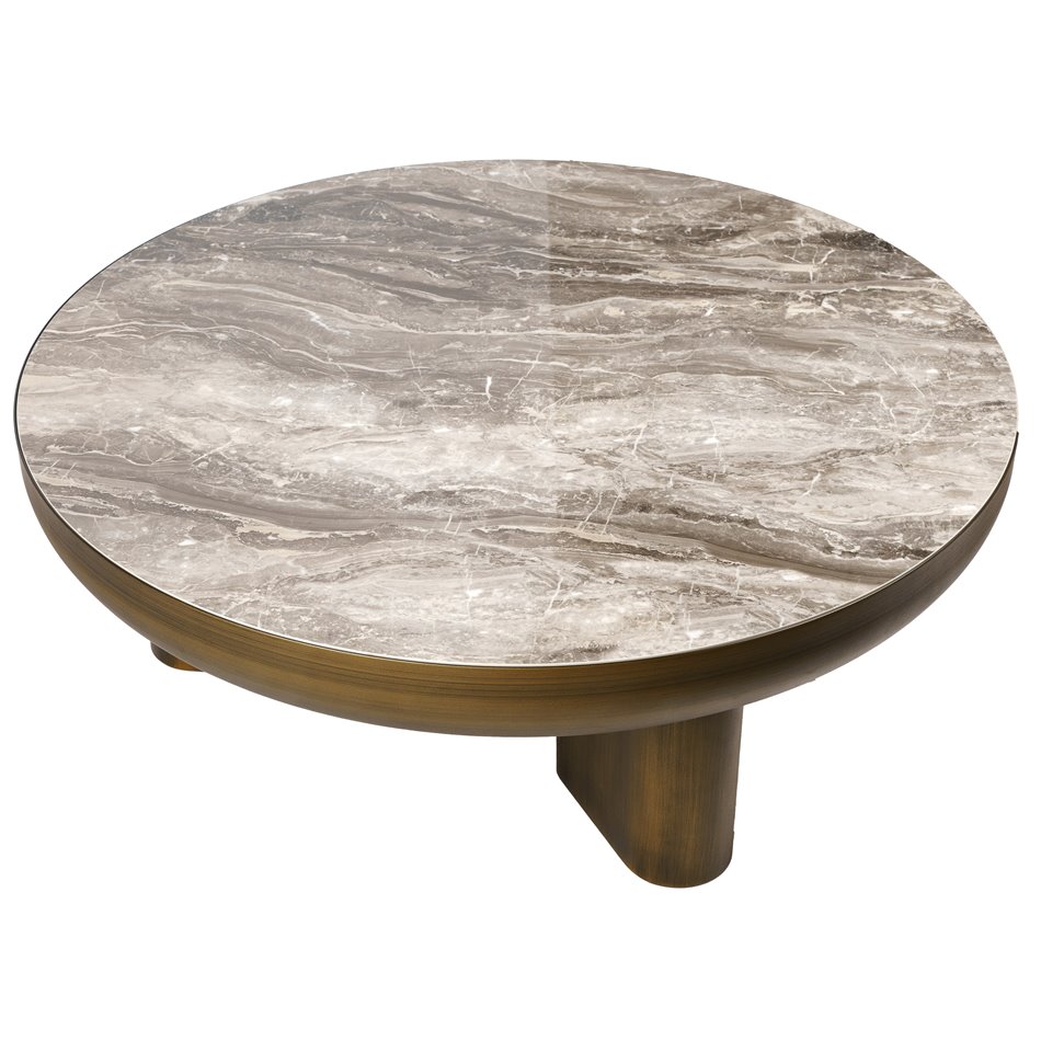 Side table Walton, sintered stone/metal, D89cm H34cm