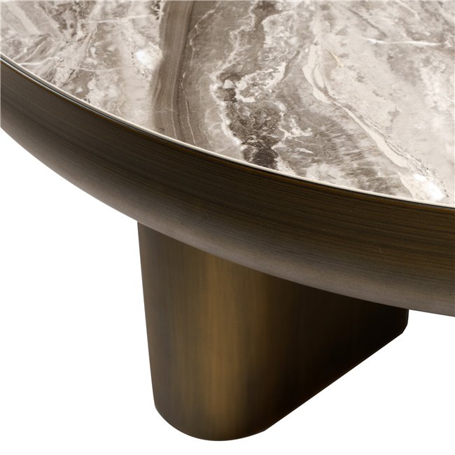 Side table Walton, sintered stone/metal, D89cm H34cm
