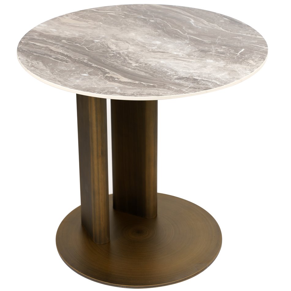 Side table Waren, sintered stone/metal, D53cm H48cm