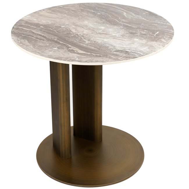 Side table Waren, sintered stone/metal, D53cm H48cm