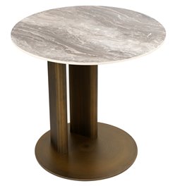 Side table Waren, sintered stone/metal, D53cm H48cm