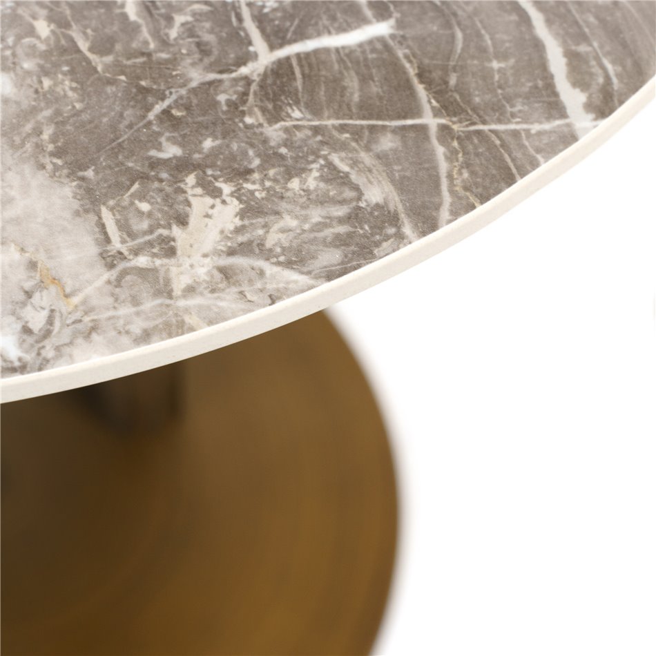 Side table Waren, sintered stone/metal, D53cm H48cm