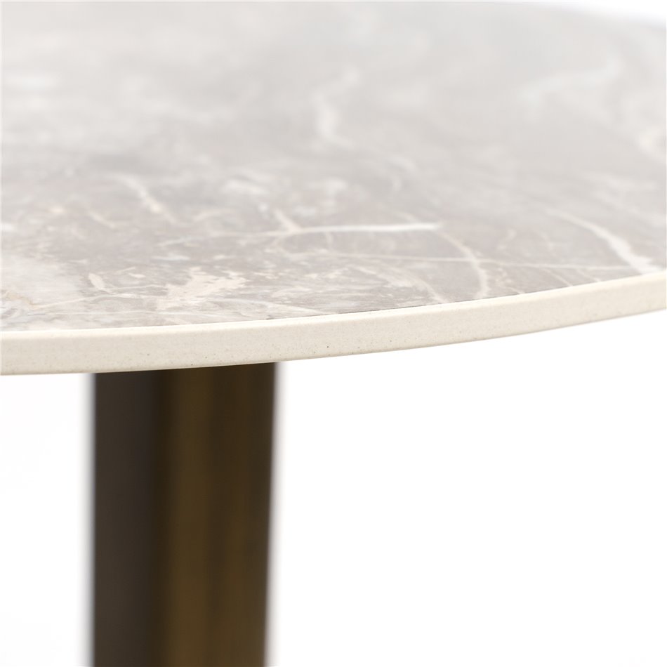 Side table Waren, sintered stone/metal, D53cm H48cm