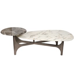 Coffee table Walle artificial marble/metal, H37x144x67cm