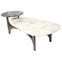 Coffee table Walle artificial marble/metal, H37x144x67cm