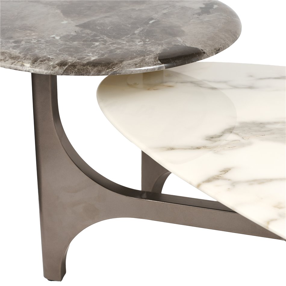 Coffee table Walle artificial marble/metal, H37x144x67cm