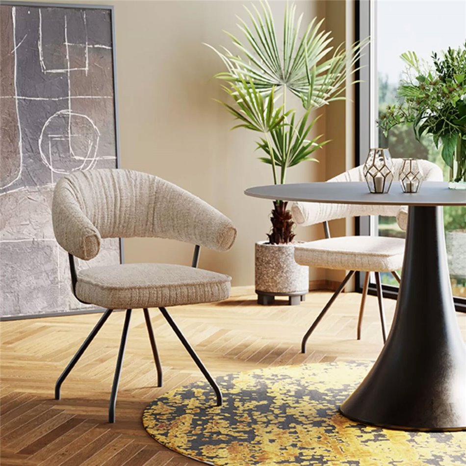 Dinner chair Arabella, swivelling 180, grey, H58x78x57cm, seat height 50cm 