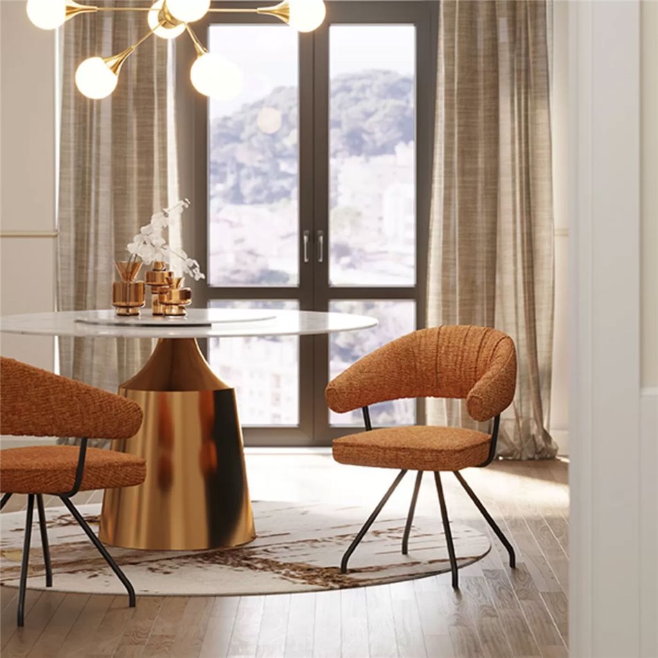 Dinner chair Arabella, swivelling 180, orange, H58x78x57cm, seat height 50cm 