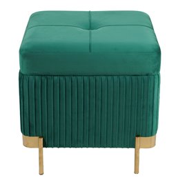 Pouf with storage Calanna L, green, velvet, H48x49x49cm