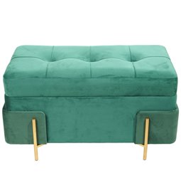 Pouf with storage Calavena L, green velvet, H44x83x43cm
