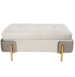 Pouf with storage Calavena S, grey, velvet, H30x71x34cm