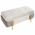 Pouf with storage Calavena S, grey, velvet, H30x71x34cm