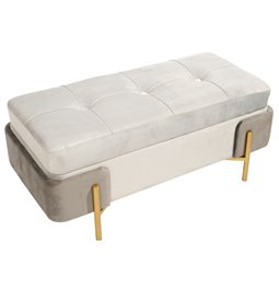 Pouf with storage Calavena S, pilka sp., aksomas, H30x71x34cm