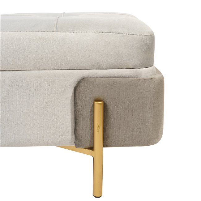 Pouf with storage Calavena S, grey, velvet, H30x71x34cm