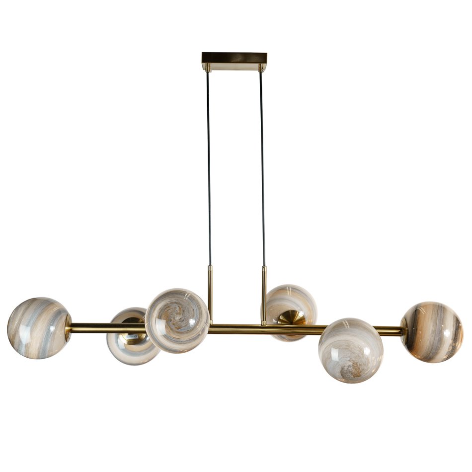 Ceiling lamp Rade 6, beige/ brass, H35x110cm, E14x6 40W(MAX)