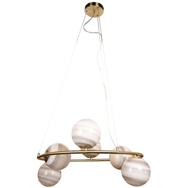 Ceiling lamp Rokko 6, beige/blue/chrome color, D75xH14cm, E14x6 40W(MAX)