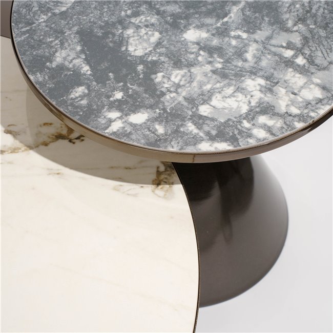 Набор журнальных столиков Waldev, 2 шт., спеченный камень/металл, D83см H40, D50см H50см