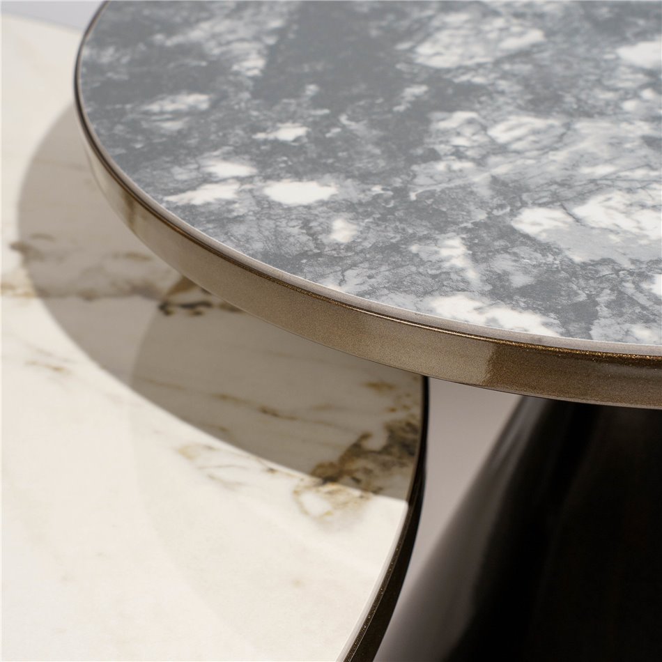 Набор журнальных столиков Waldev, 2 шт., спеченный камень/металл, D83см H40, D50см H50см