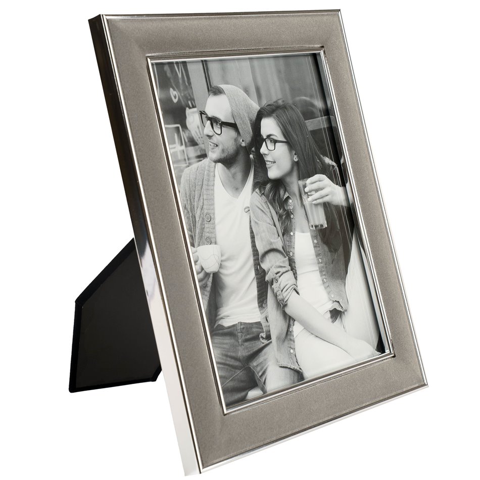 Photo frame Parton I, silver/grey velvet, 15x20cm