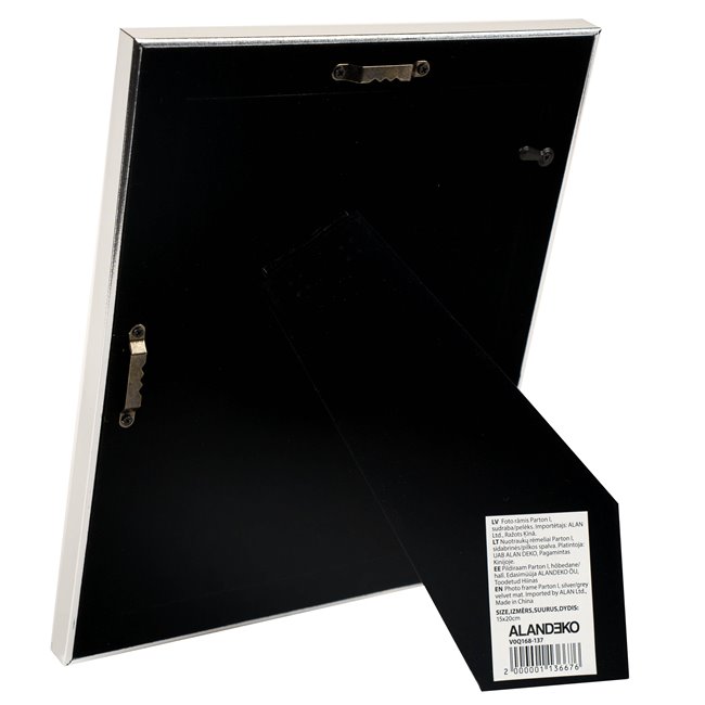 Photo frame Parton I, silver/grey velvet, 15x20cm