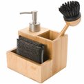 Bamboo dispenser 0.25l, sponge, brush, H19.5x13.5x12.5cm