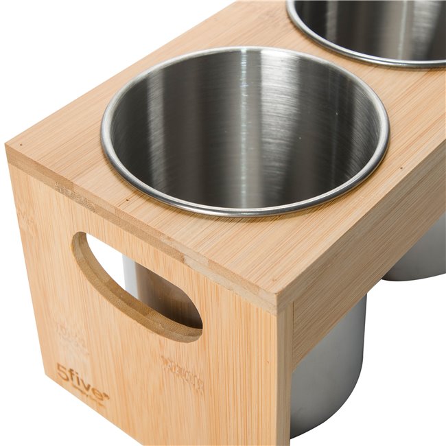 Utensil holder with bamboo rack, H12x23x12cm