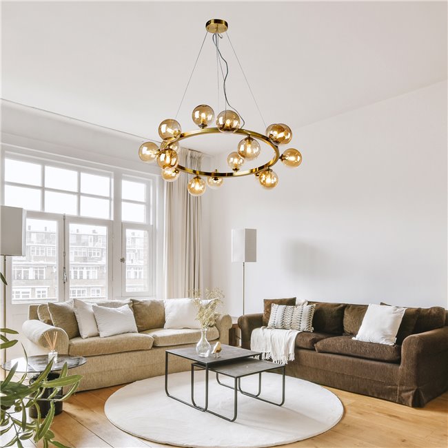 Ceiling lamp Radom, amber, H45-130cm D80cm, G9x16 5W(MAX)