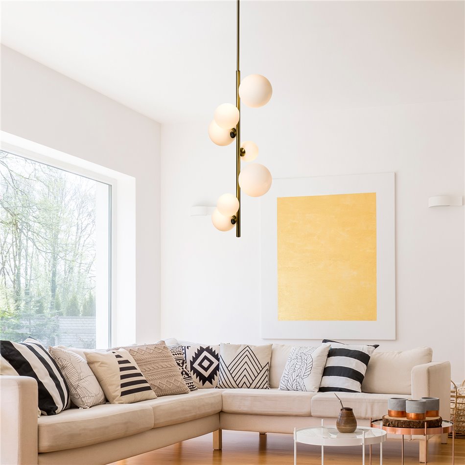 Ceiling lamp Rados white, brass,28x120cm, G9 LEDx7, 5W(MAX)