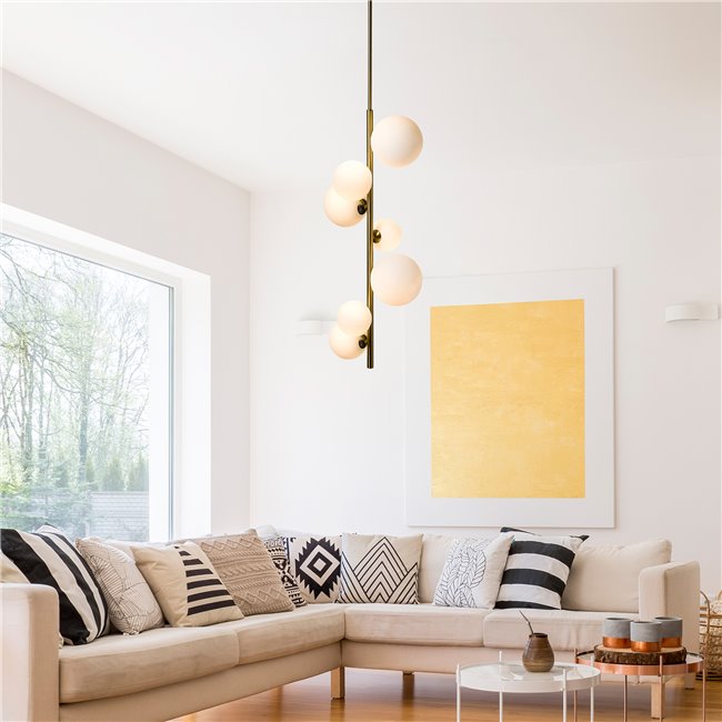 Ceiling lamp Rados white, brass,28x120cm, G9 LEDx7, 5W(MAX)