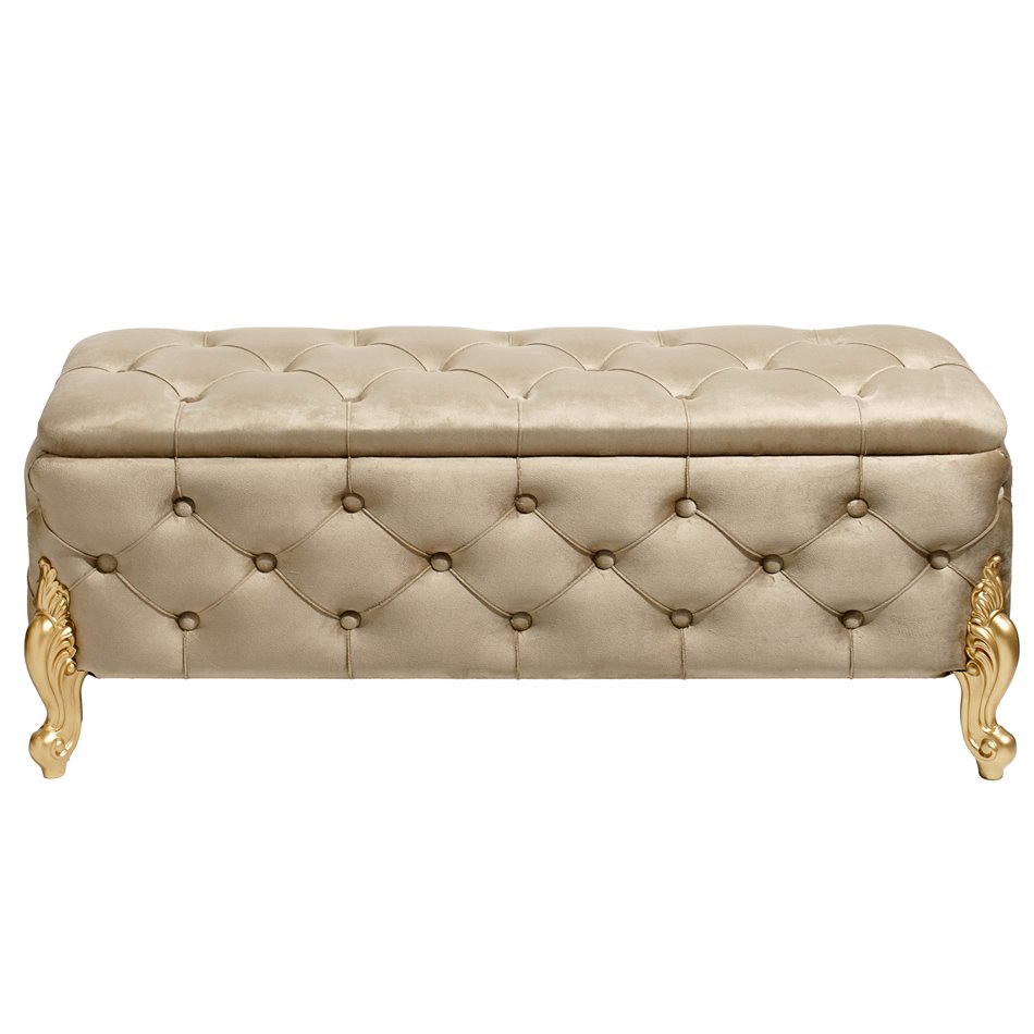 Bench with storage box Martimo MD, grey-brown, velvet, H43x110x45cm