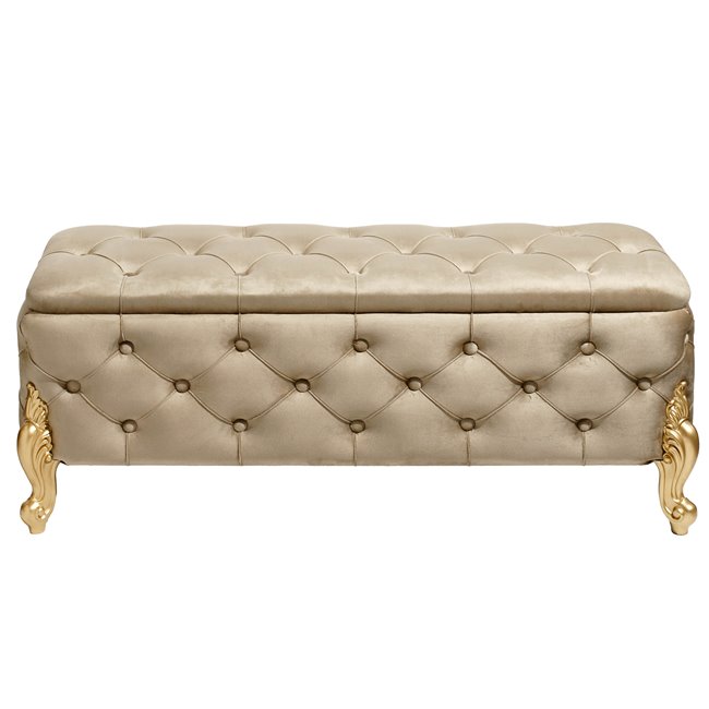 Bench with storage box Martimo MD, grey-brown, velvet, H43x110x45cm