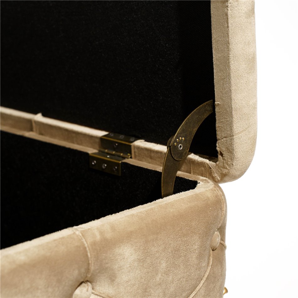 Bench with storage box Martimo MD, grey-brown, velvet, H43x110x45cm