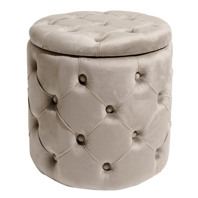 Pouf with storage Mainburg A MD, taupe, velvet, H43xD43cm