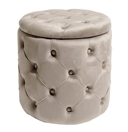 Pouf with storage Mainburg A MD, taupe, velvet, H43xD43cm