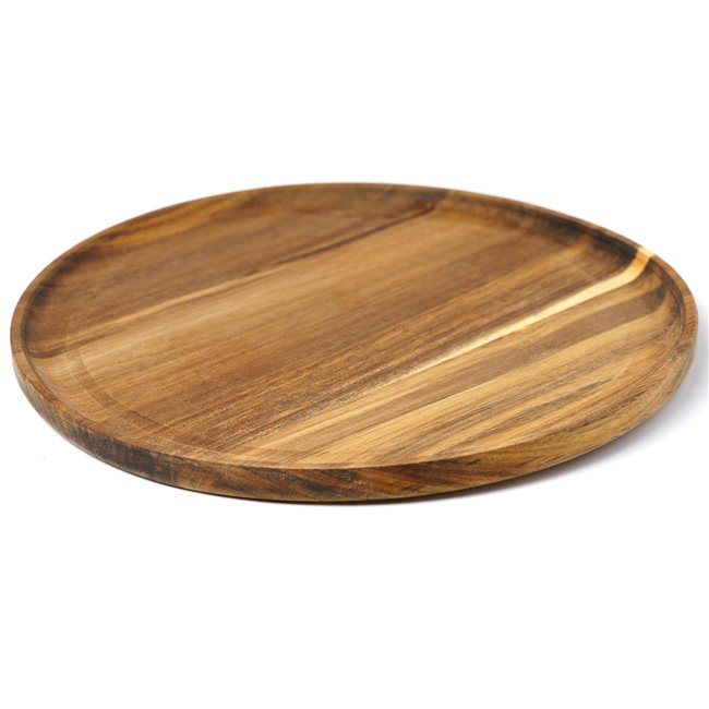 Тарелка MINA, коричневая, дерево акация, D30см