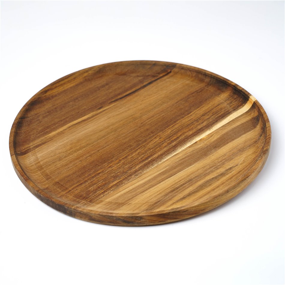 Тарелка MINA, коричневая, дерево акация, D30см