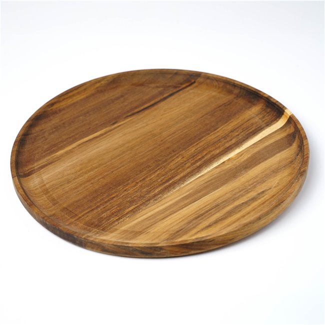 Тарелка MINA, коричневая, дерево акация, D30см