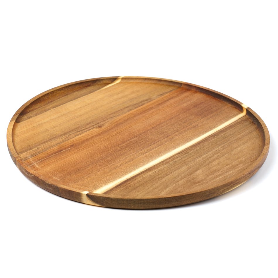 Plate MINA, brown, acacia wood, D38cm