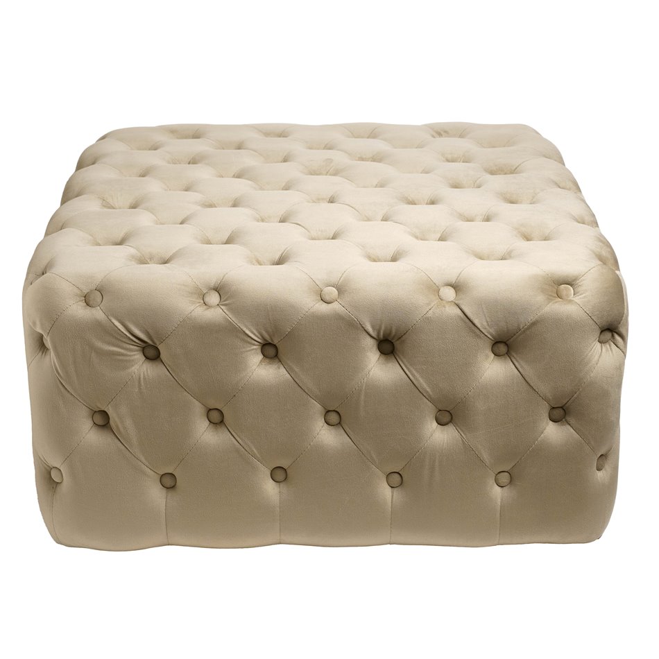Square stool Lacone, taupe, velvet, H42x84x84cm