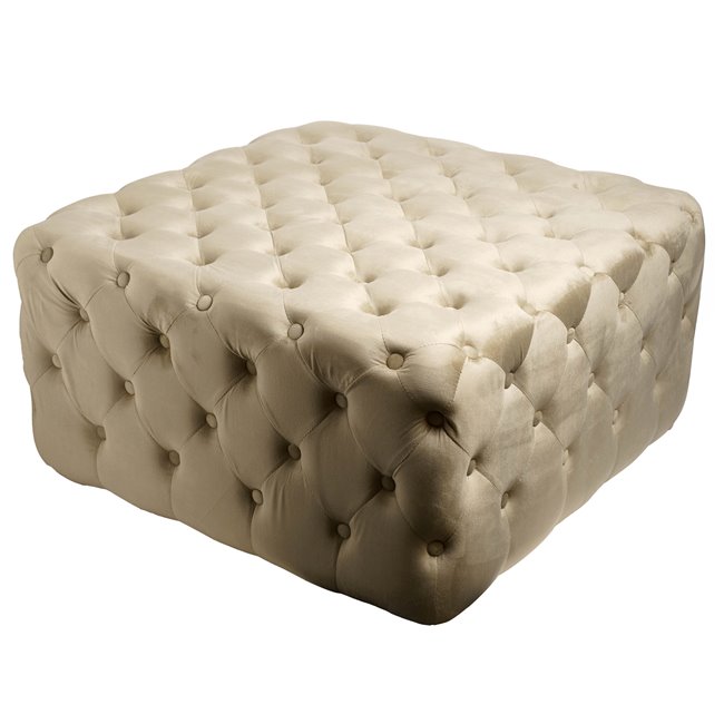 Square stool Lacone, taupe, velvet, H42x84x84cm