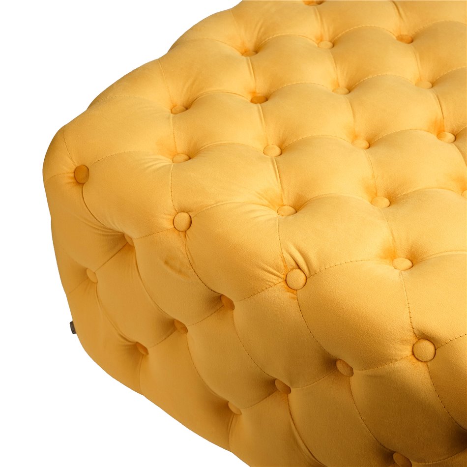 Square stool Lacone, gold color, velvet, H42x84x84cm